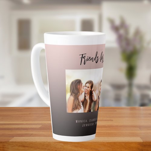 Best friends black brown photo names latte mug