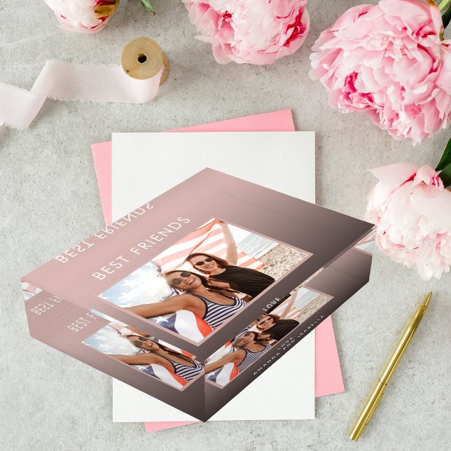 Best friends black brown rose gold BFF photo Paperweight (Creator Uploaded)