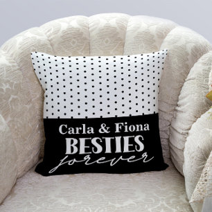 Best friends black polka dots on Throw Pillow