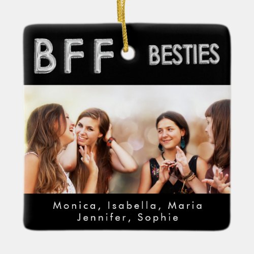 Best friends black silver besties photo ceramic ornament