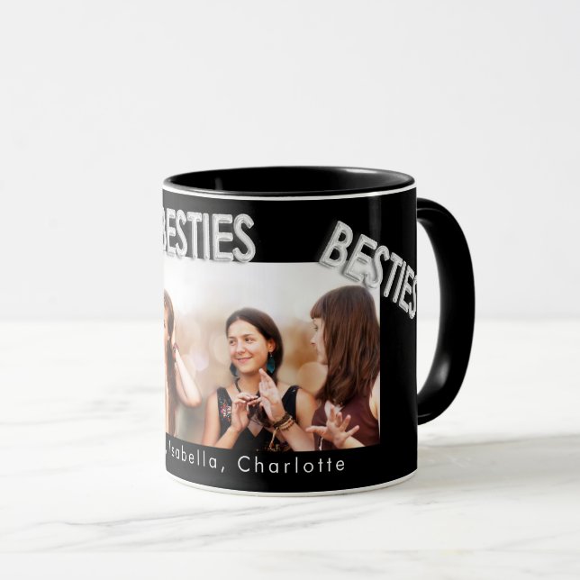 Best friends black silver besties photo mug (Front Right)
