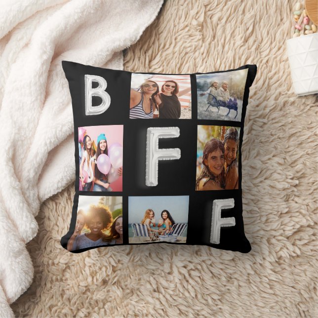  Best friends black silver photo collage Throw Pillow (Blanket)