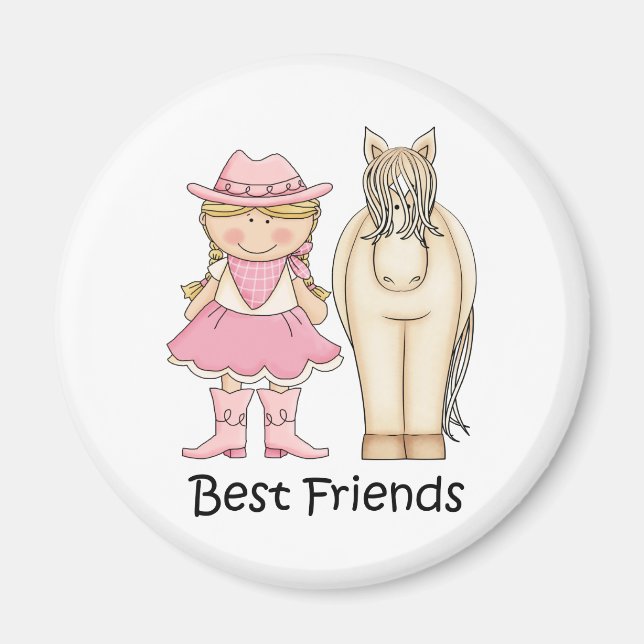 Best Friends - Blond Cowgirl and Horse Magnet (Front)