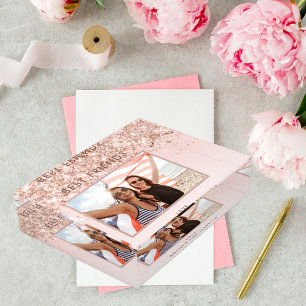 Best friends blush rose gold BFF photo confetti Paperweight