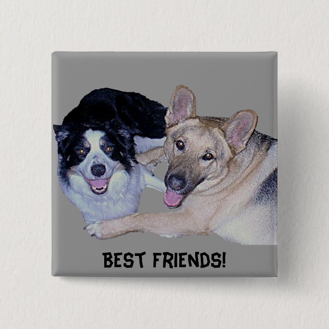 Best Friends Border Collie & German Shepherd Button (Front)