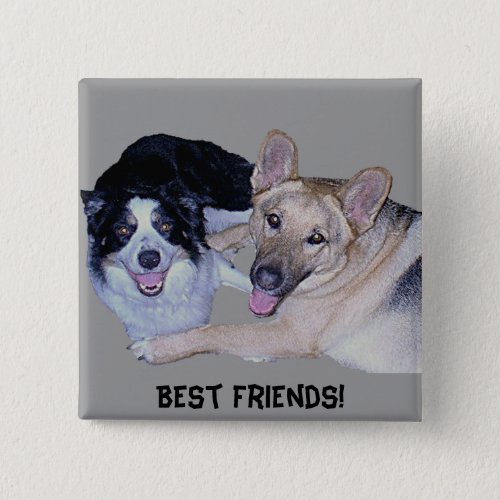 Best Friends Border Collie  German Shepherd Button