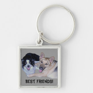 Best Friends Border Collie & German Shepherd Keychain