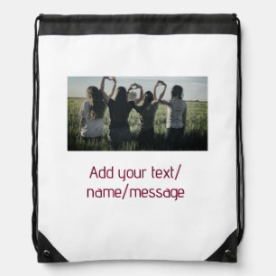 best friends bridesmaid bride girly photo pin text drawstring bag