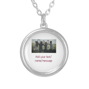 best friends bridesmaid bride girly photo pin text silver plated necklace