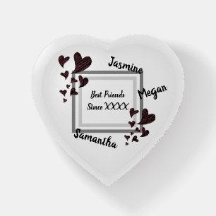 Best Friends Bright Red Heart Long Friendship Paperweight