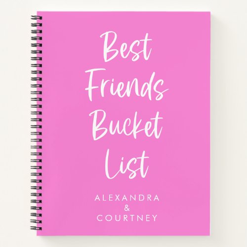 Best Friends Bucket List Personalized Girly Pink Notebook