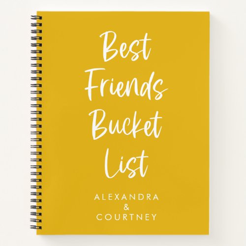 Best Friends Bucket List Personalized Yellow Notebook