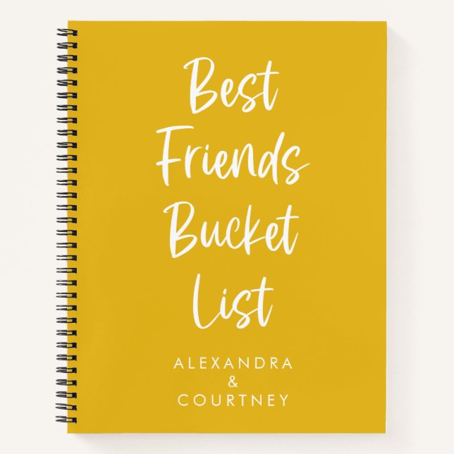 Best Friends Bucket List Personalized Yellow Notebook (Front)