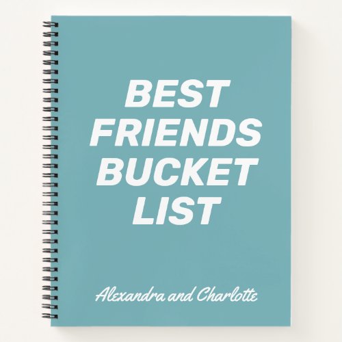 Best Friends Bucket List Simple Personalized Blue Notebook