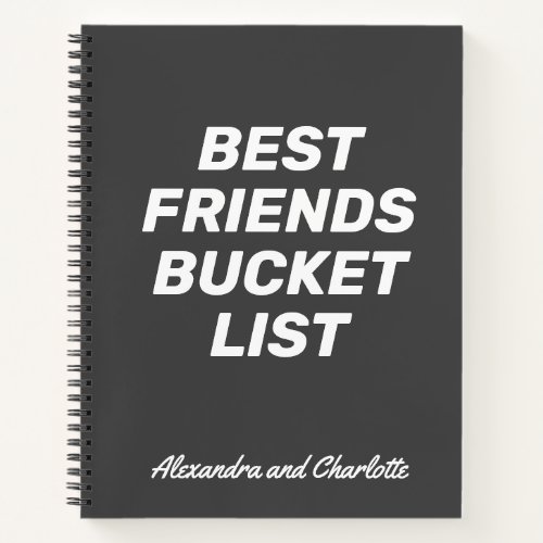 Best Friends Bucket List Simple Personalized Names Notebook