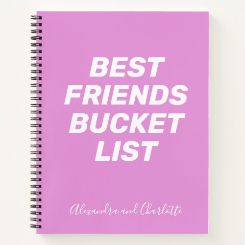 Best Friends Bucket List Simple Personalized Pink Notebook