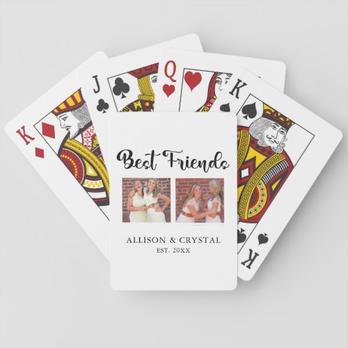 Best Friends Calligraphy 2 Photo Collage BFFs  Playing Cards