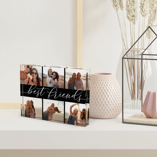 Best Friends Calligraphy Collage Photo Block