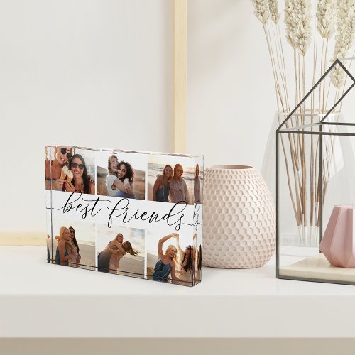 Best Friends Calligraphy Collage Photo Block