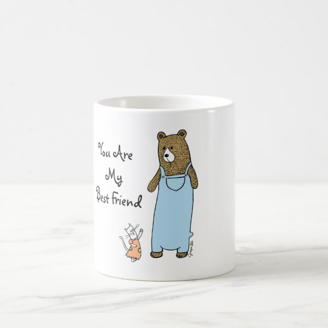 Best Friends Cat and Bear Coffee Mug (Center)