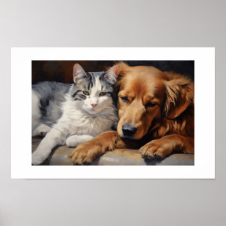 Best Friends Cat and Dog Poster
