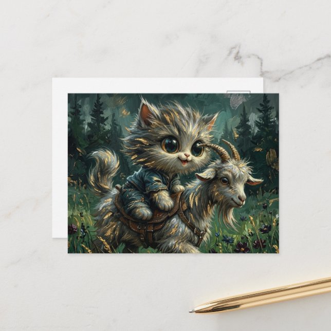 Best Friends Cat and Goat  Postcard (Front/Back In Situ)