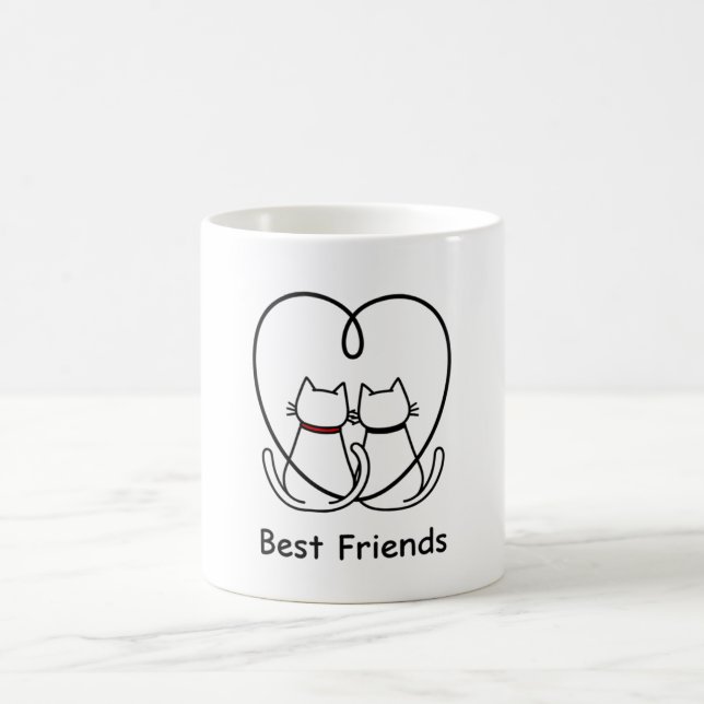 Best Friends Cats Heart Tail Coffee Mug (Center)