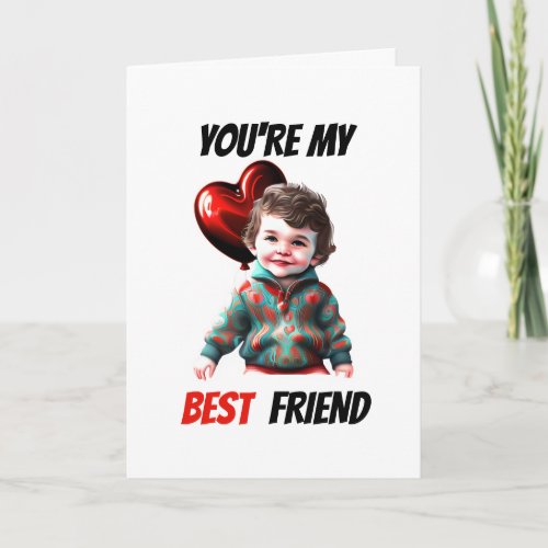 Best friends caucasian little boy Valentines bff Holiday Card