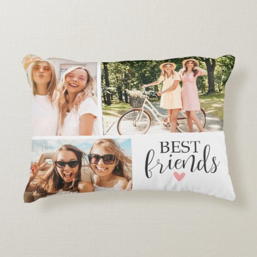 Best Friends Chic Script Photo Accent Pillow