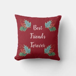 Best Friends Christmas Holly Pillow 16x16