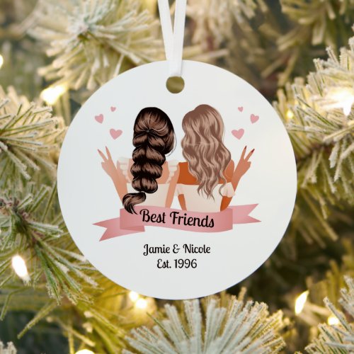 Best Friends Christmas Metal Circle Ornament