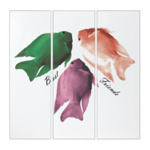 Best Friends Colorful Three Fish Friendship Art