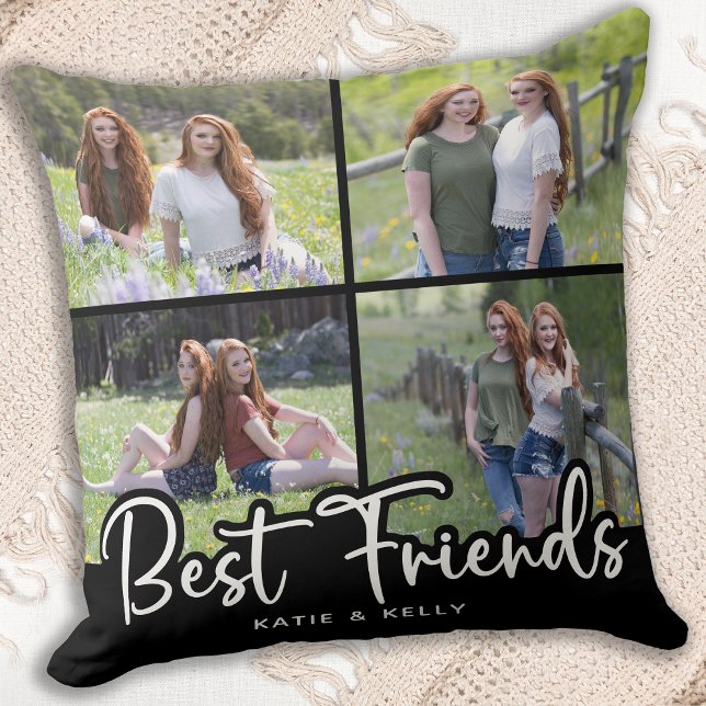 Best Friends Cool Friendship Photo Collage Throw Pillow (Creator Uploaded)
