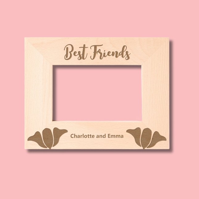 Best Friends Cursive Script Add Names with Flowers Engraved Frames (Creator Uploaded)