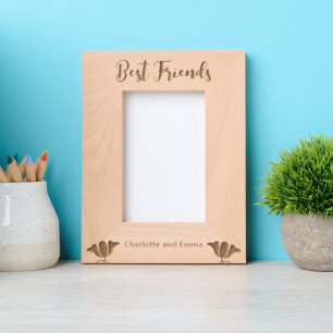 Best Friends Cursive Script Flowers Names Portrait Engraved Frames