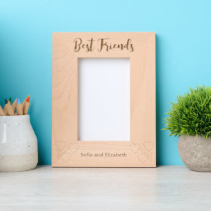Best Friends Cursive Script Hearts Names Portrait Engraved Frames