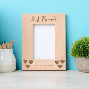 Best Friends Cursive Script Names with Hearts Engraved Frames