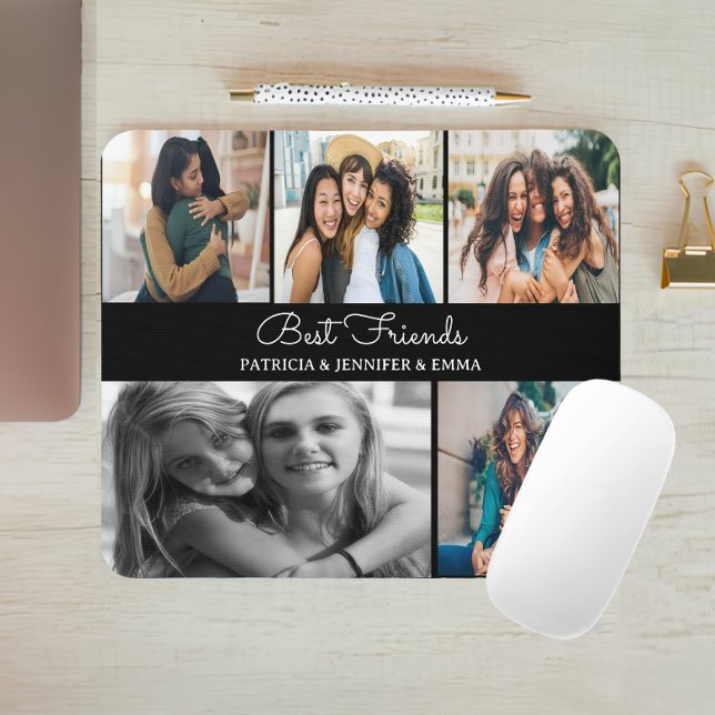 Best Friends | Custom Multiple Photo anniversary Mouse Pad (family photo collage mouse pad
)