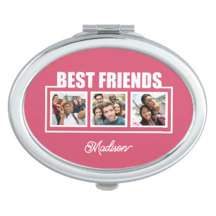 Best Friends custom name, photos & color Compact Mirror