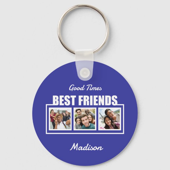 Best Friends custom name, photos & color Keychain (Front)