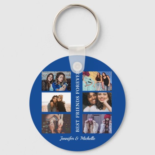 Best Friends custom names and 6 photo collage bff  Keychain