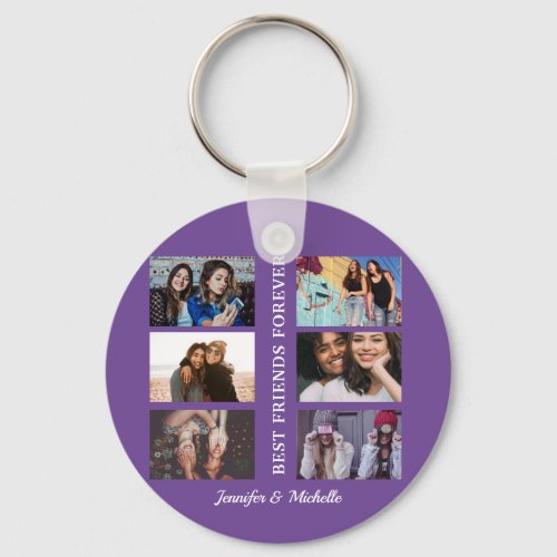 Best Friends custom names and 6 photo collage bff  Keychain