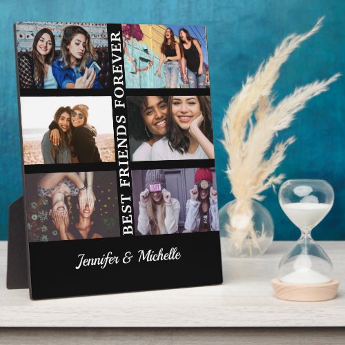 Best Friends custom names and 6 photo collage bff Plaque