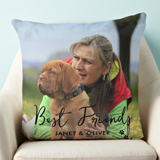 Best Friends Custom Pet Dog Collage Photo Keepsake Throw Pillow (Creator Uploaded)