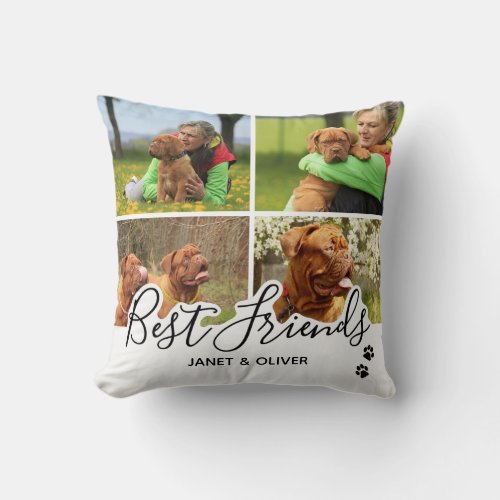 Best Friends Custom Pet Dog Collage Photo Keepsake Throw Pillow - Celebrate your best friend with a custom pet dog photo keepsake pillow. Every pet deserves their own personalized photo pillow. Whether it's a birthday, Christmas, Mother's day, this pet dog friends pillow is a wonderful gift to all dog mom's & pet mom's ! Pillow is double sided so you can do different photos on each side . Front is personalized with name, back is personalized with the year. COPYRIGHT © 2020 Judy Burrows, Black Dog Art - All Rights Reserved