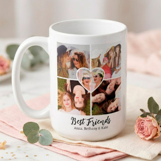 BEST FRIENDS Custom Photo Collage & Names Coffee Mug