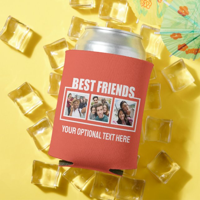 Best Friends custom photos, text & color Can Cooler (In Situ Summer)