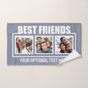 Best Friends custom photos, text & color Hand Towel