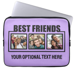 Best Friends custom photos, text & color Laptop Sleeve