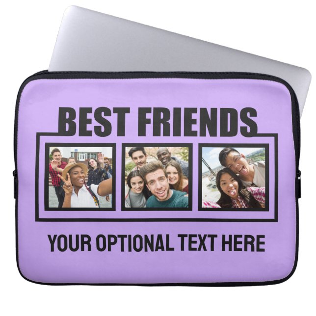 Best Friends custom photos, text & color Laptop Sleeve (Front)
